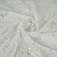 White Dyeable Mirror Thread Embroidery Georgette Fabric DR-32390