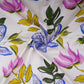 Cream Floral Print Satin Linen Fabric MT-30981