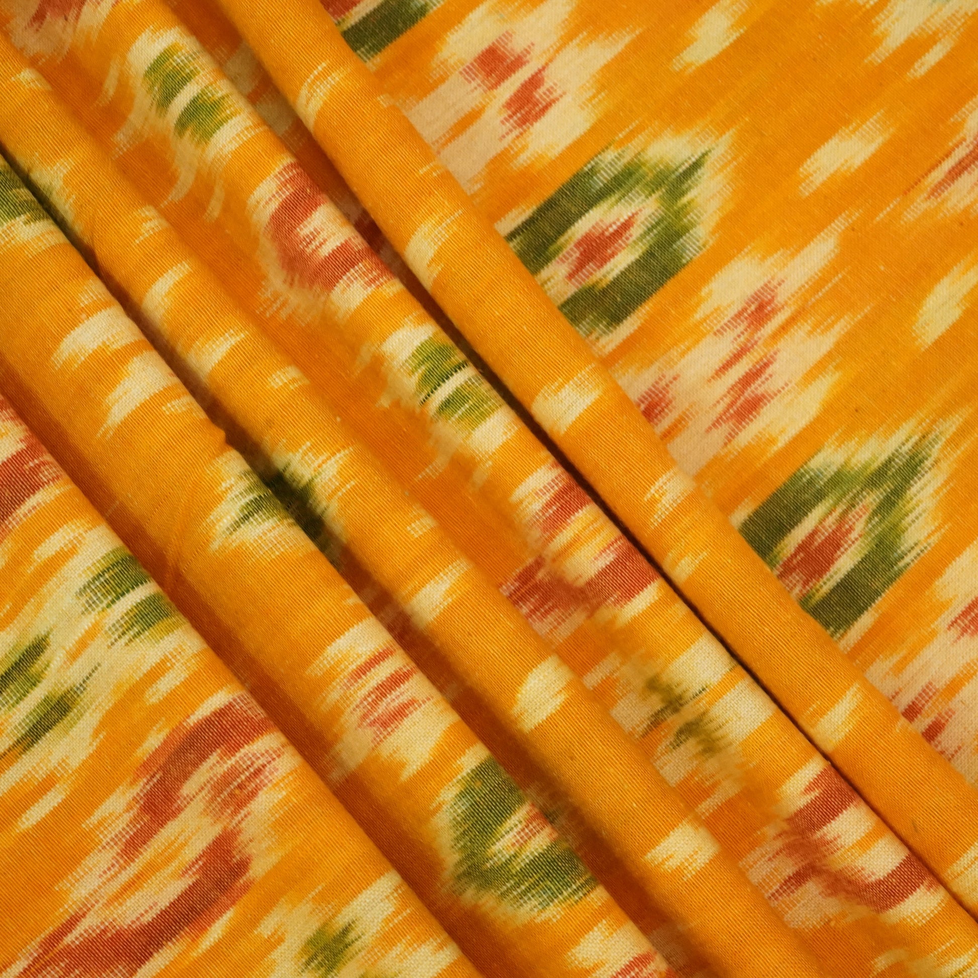 Mustard Ikkat Print Cotton Fabric 19942