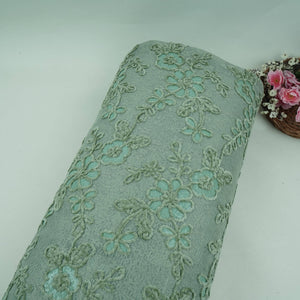 Green Velvet Work Floral Embroidery Lace Fabric LI-32212 - TradeUNO