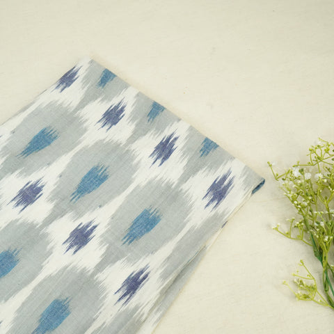 Grey Ikkat Print Cotton Fabric 19941