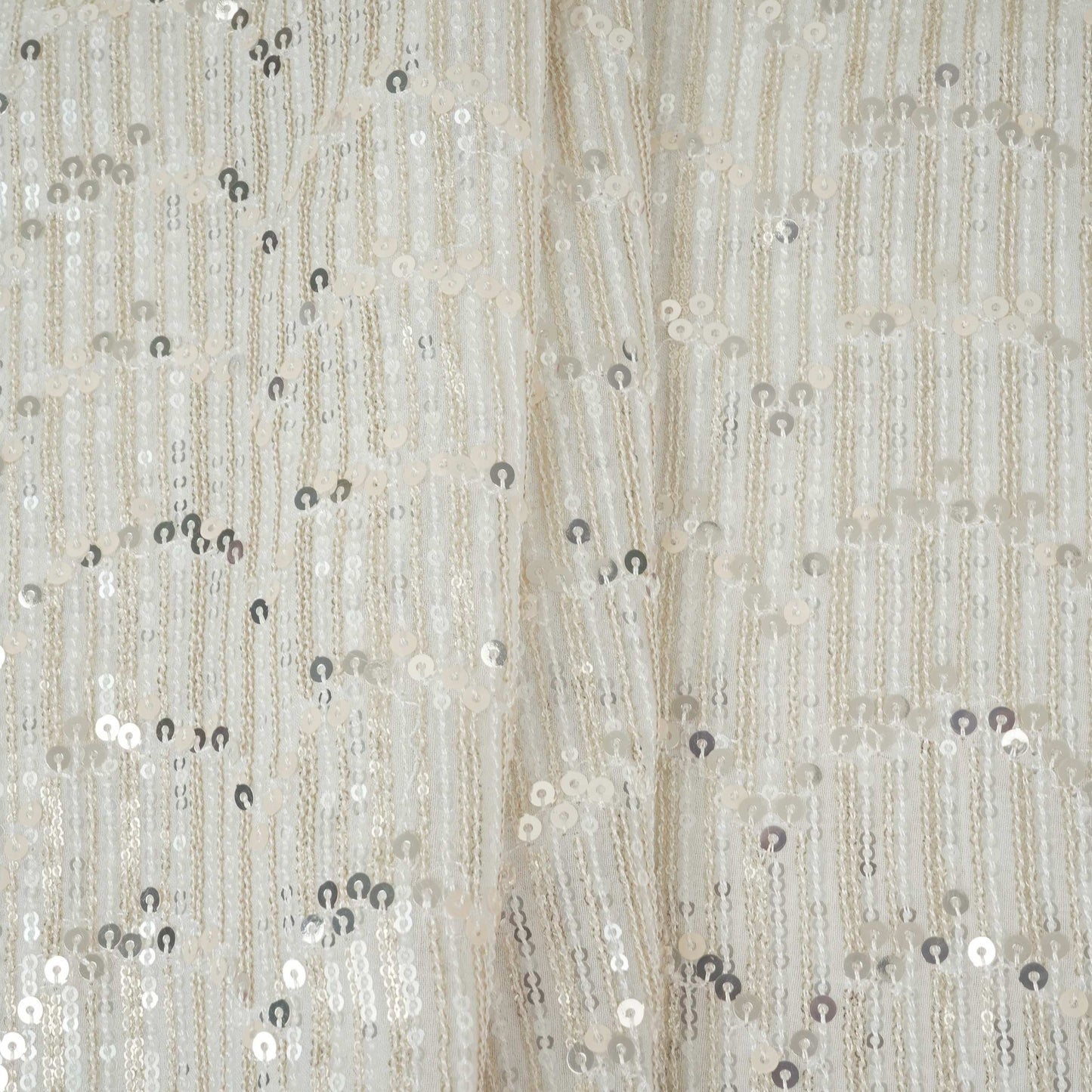 White Dyeable Sequins Embroidery Georgette Fabric DR-32402