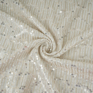 White Dyeable Sequins Embroidery Georgette Fabric DR-32402 - TradeUNO