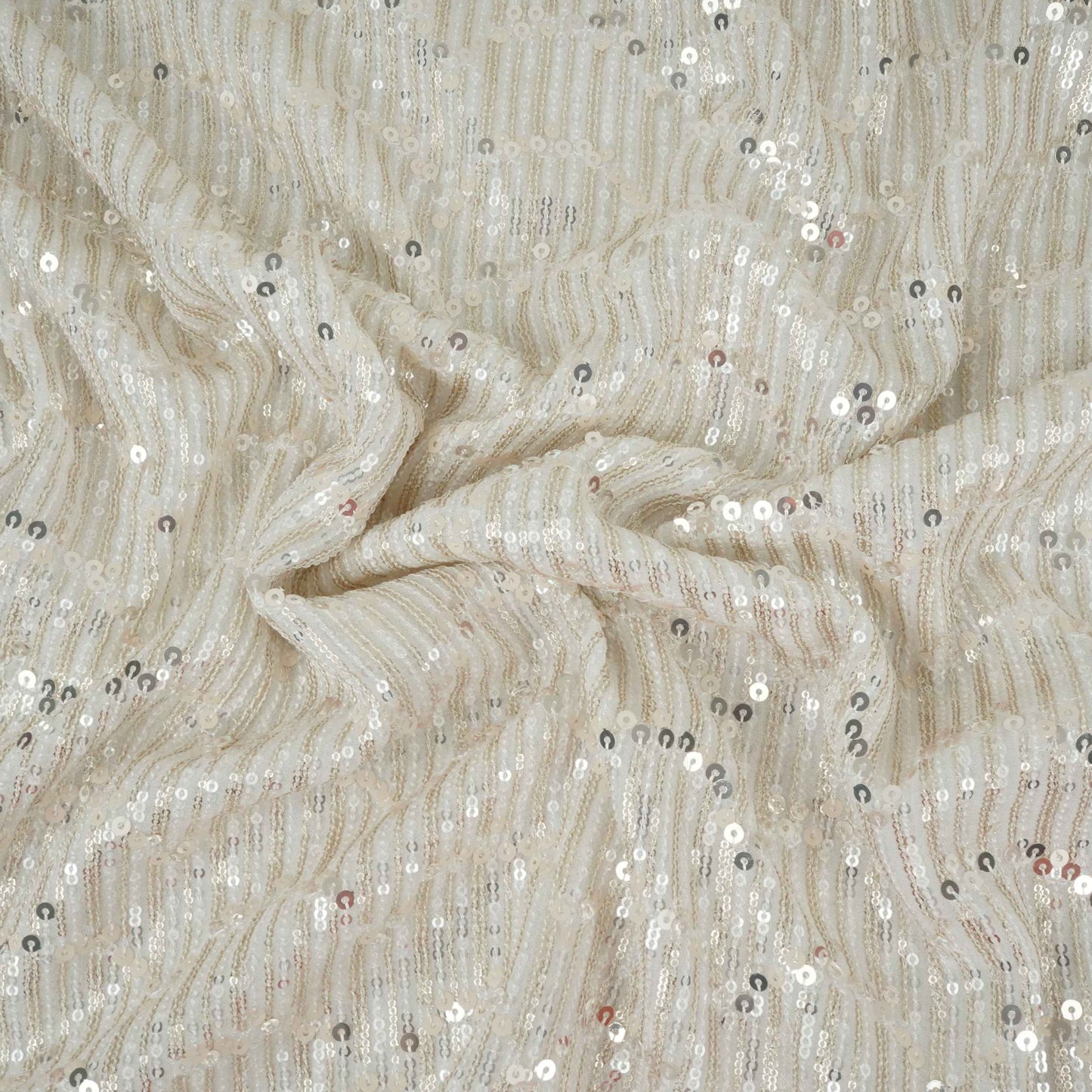 White Dyeable Sequins Embroidery Georgette Fabric DR-32402