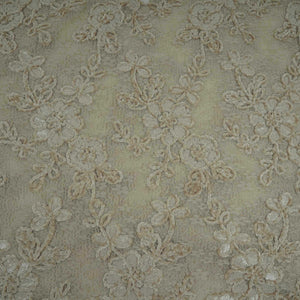 Beige Velvet Work Floral Embroidery Lace Fabric LI-32209 - TradeUNO