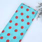 Sky Blue & Red Polka Dot Twill Satin Fabric VP-32436