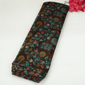 Brown Floral Print Bangalori Silk Fabric