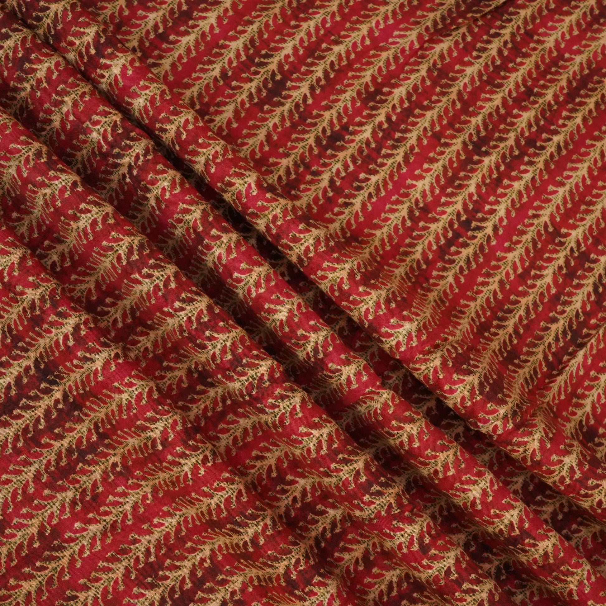 Red Bail Print Muslin Fabric 15716