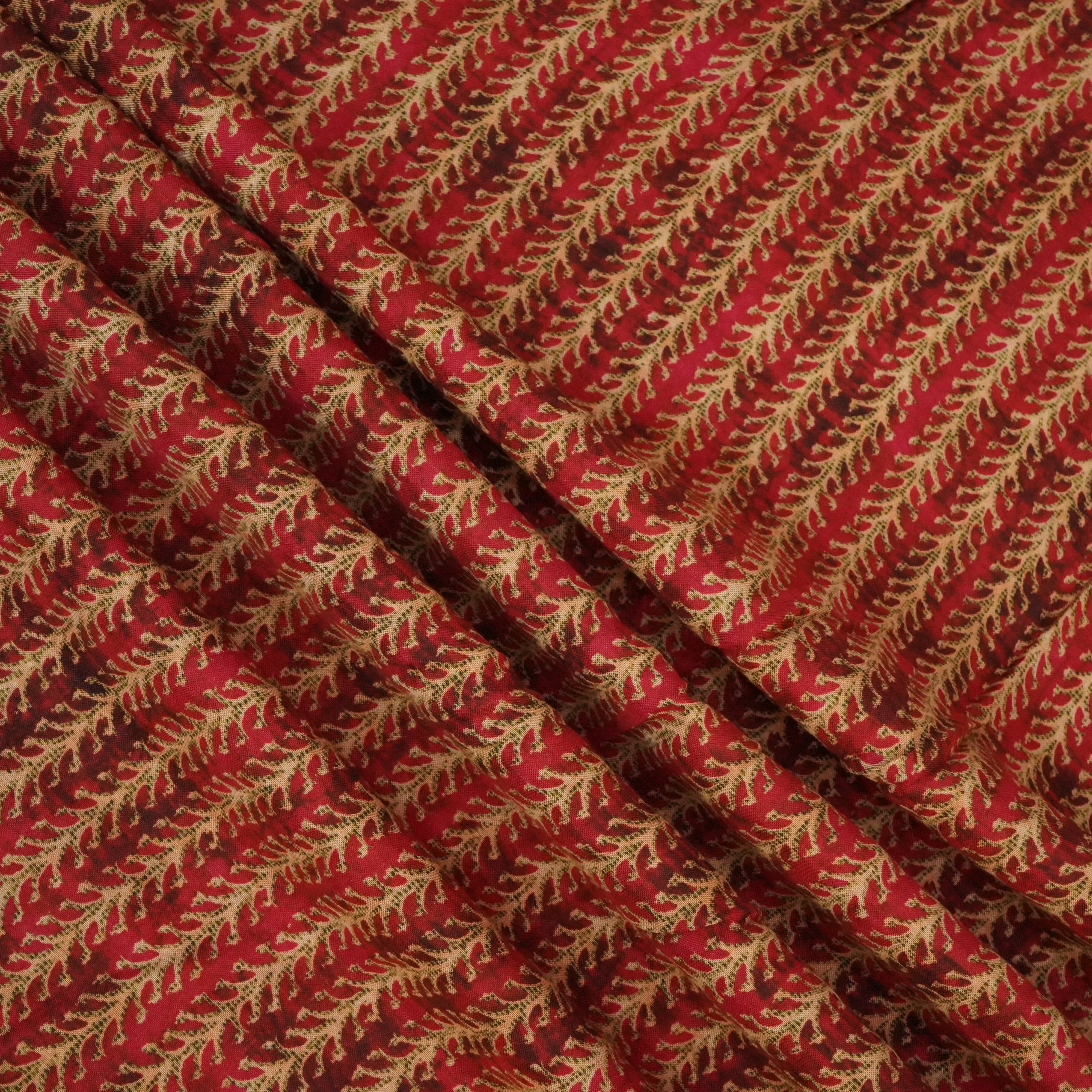 Red Bail Print Muslin Fabric 15716