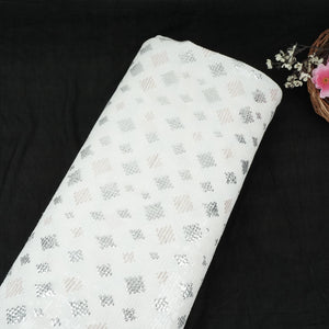 White Dyeable Geometrical Sequins Embroidery Georgette Fabric DR-32403 - TradeUNO