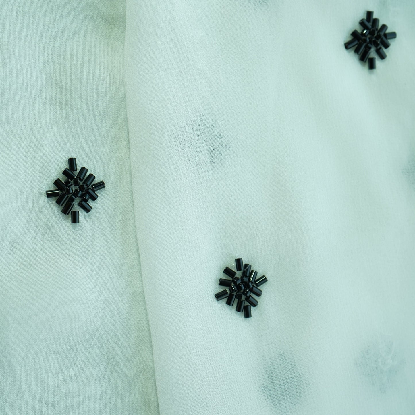 White Square CutDana Embroidery Georgette Fabric