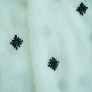 White Square CutDana Embroidery Georgette Fabric