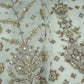 Off White Mughal Bird & Floral Jaal Embroidery Georgette Fabric DR-32393