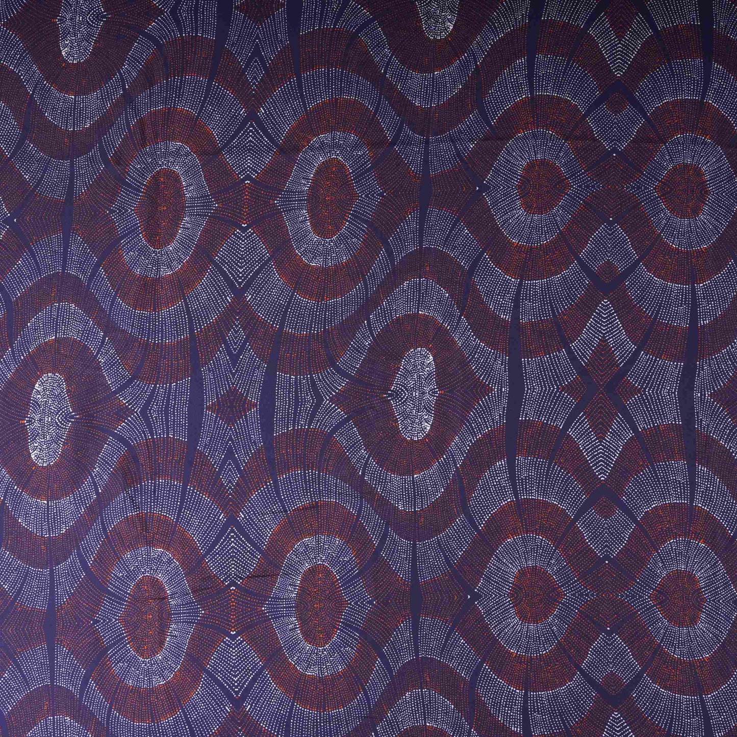 Navy Blue Abstract Print Satin Linen Fabric MT-30979