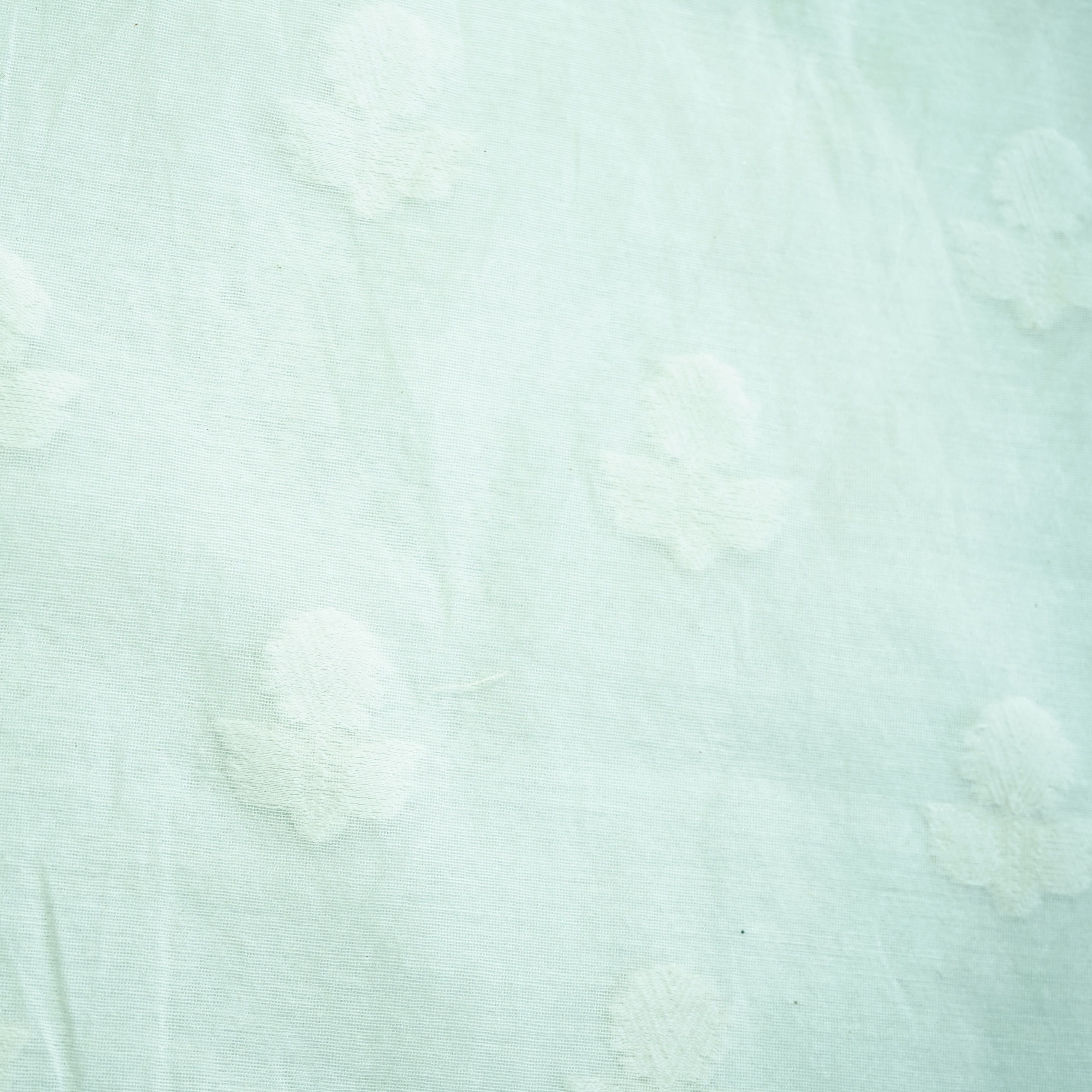 Off White Floral Buti Handloom Dyeable Cotton Staple Fabric