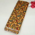 Mustard Yellow Floral Print Bangalori Silk Fabric