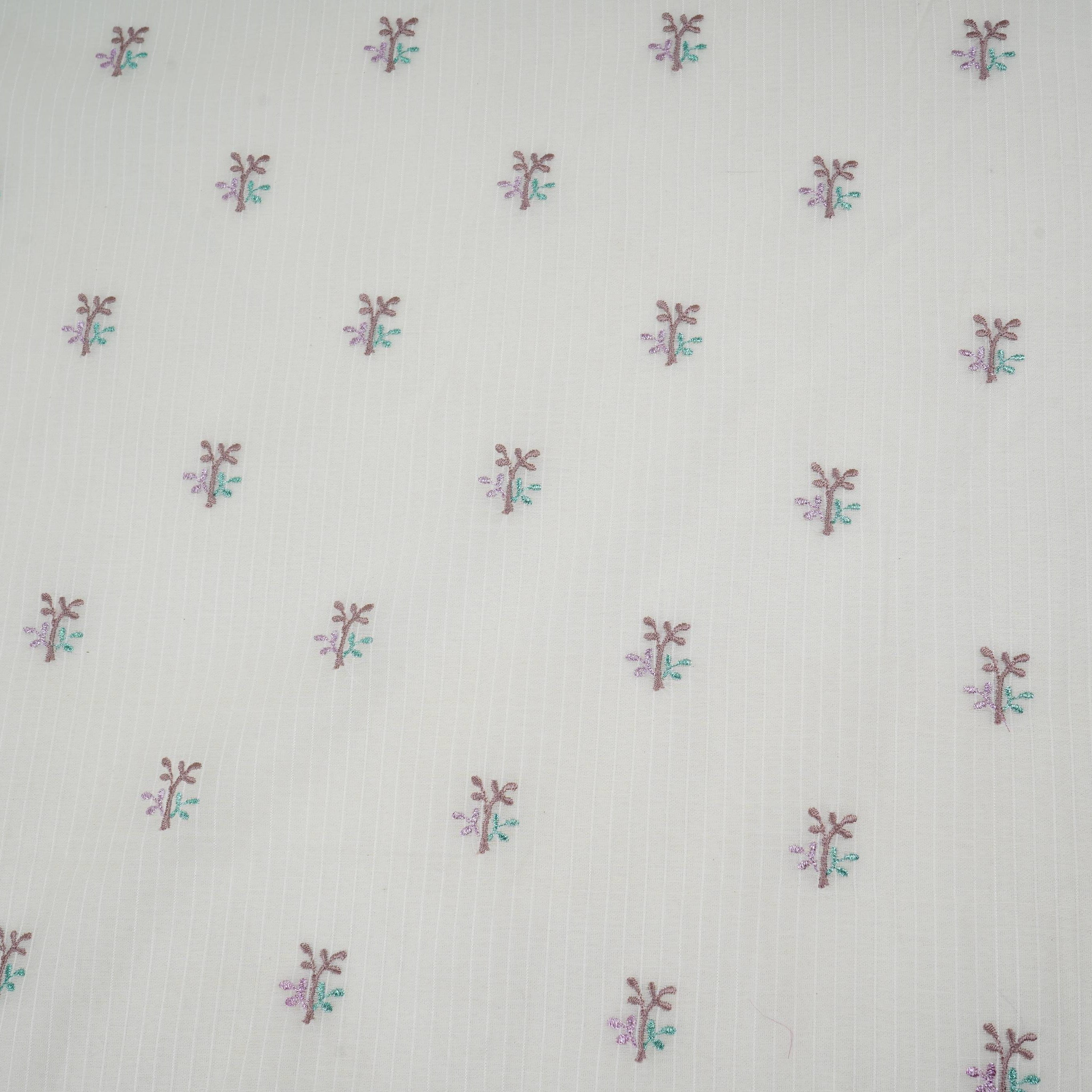 Off White Stripes thread embroidery Mul Chanderi Fabric ACF-32086