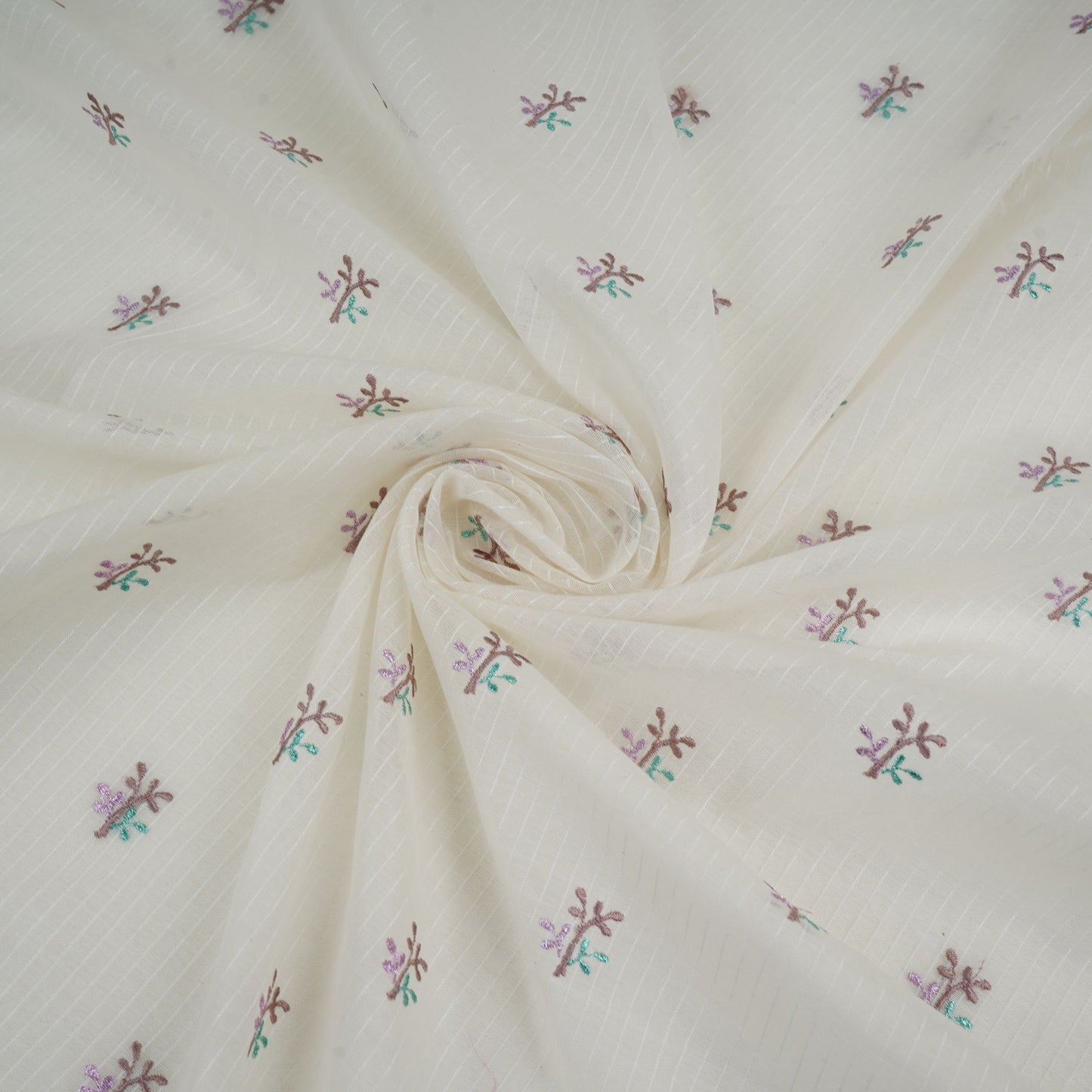 Off White Stripes thread embroidery Mul Chanderi Fabric ACF-32086