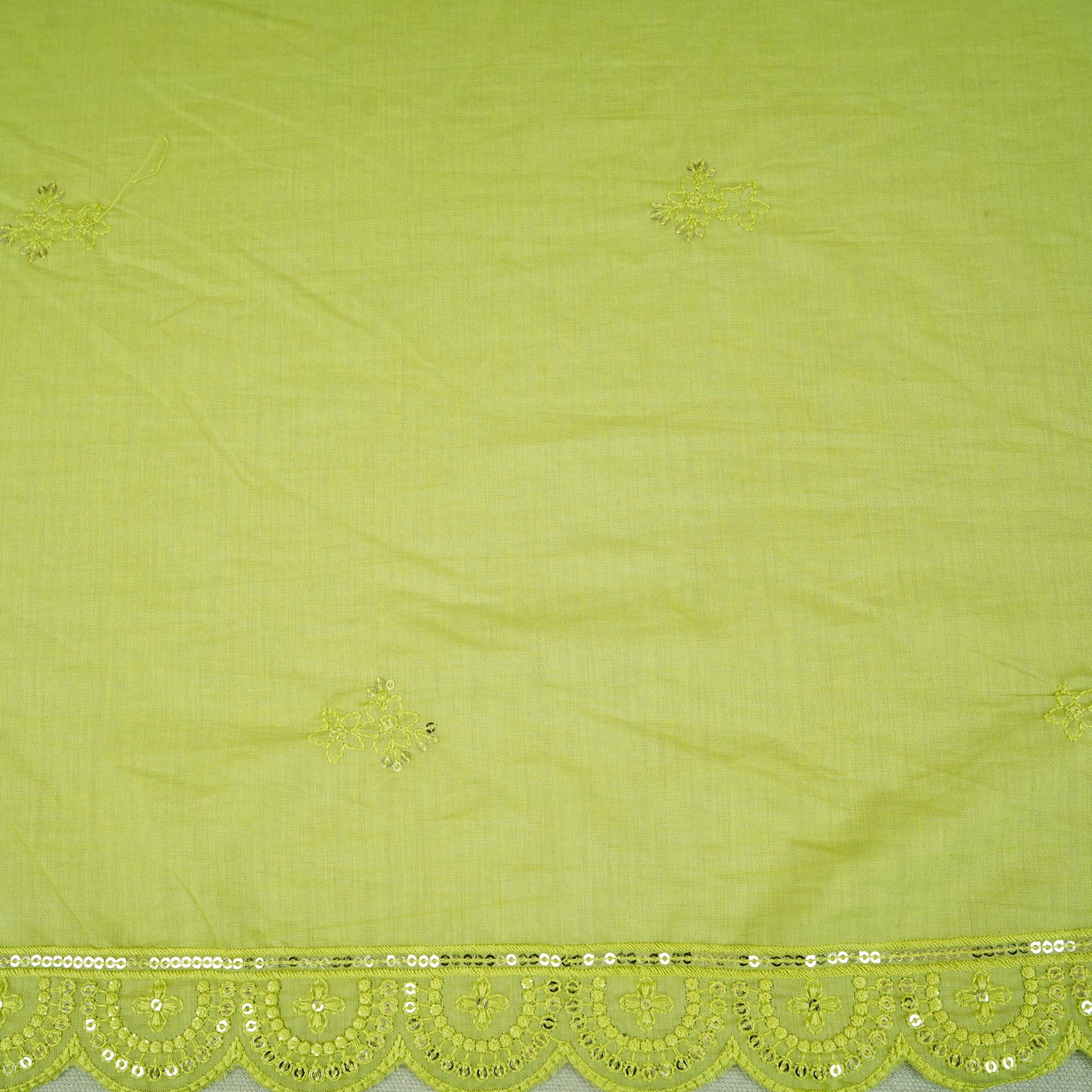 Light Green Embroidery Chanderi Dupatta DC-30345