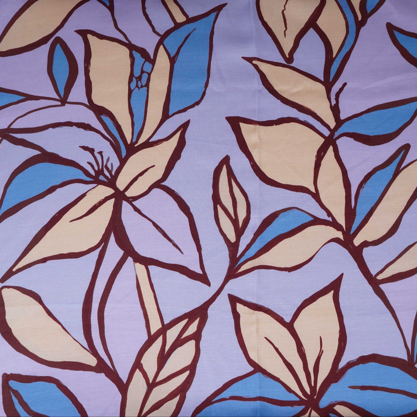 Light Lavender Floral Print Satin Linen Fabric MT-30983