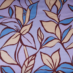 Light Lavender Floral Print Satin Linen Fabric MT-30983 - TradeUNO