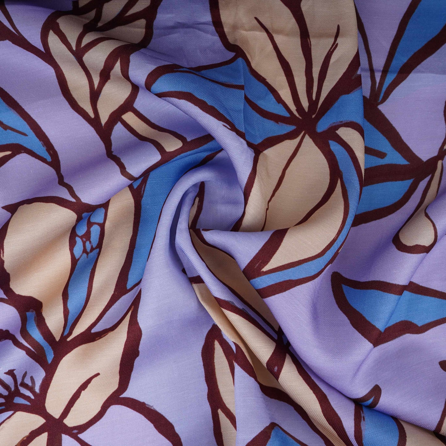 Light Lavender Floral Print Satin Linen Fabric MT-30983