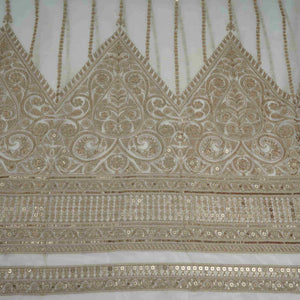 White Dyeable Zari Stripes With Sequins Embroidery Georgette Fabric DR-32372 - TradeUNO
