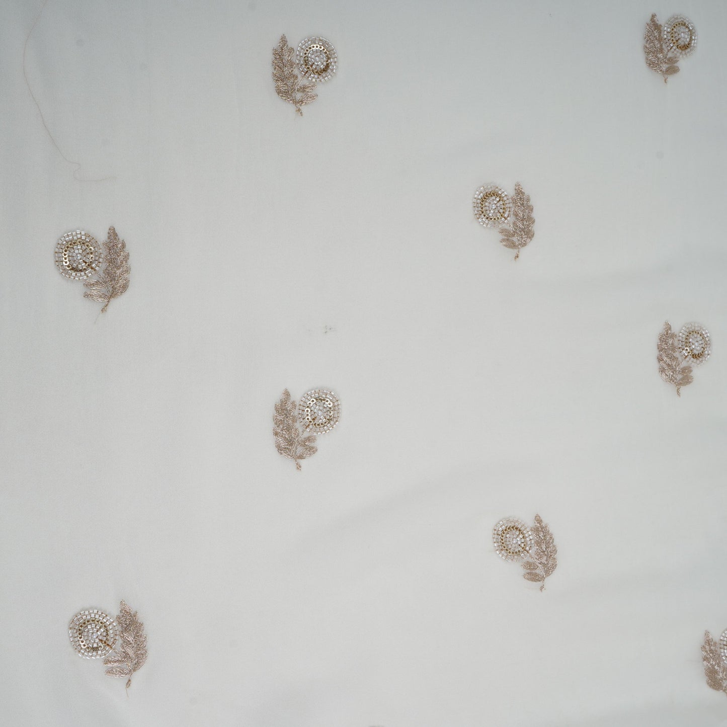 White Dyeable Cutdana Floral Zari Embroidery Georgette Fabric GTS-32032