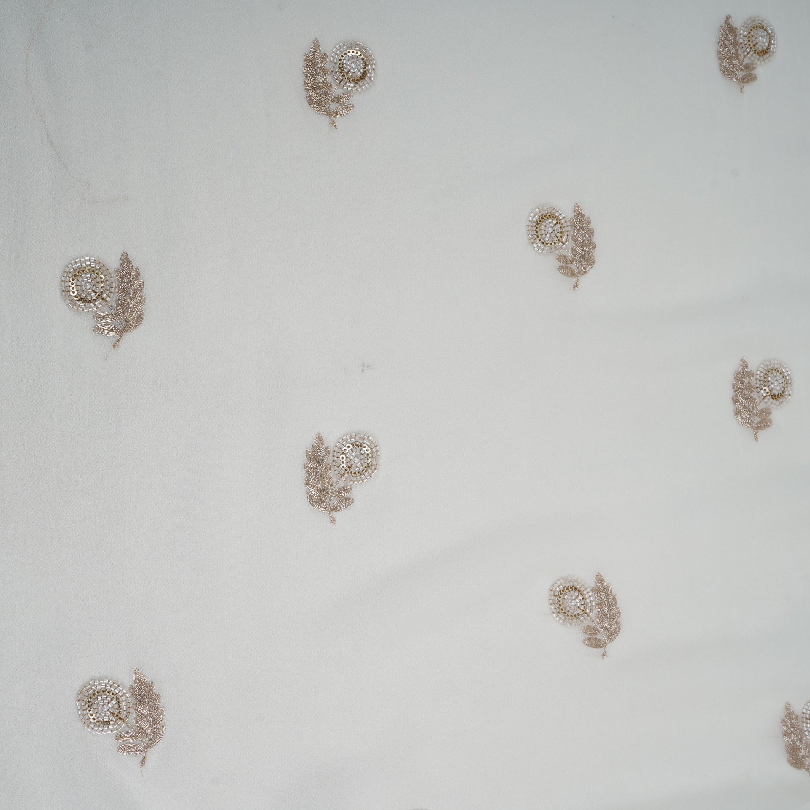 White Dyeable Cutdana Floral Zari Embroidery Georgette Fabric GTS-32032