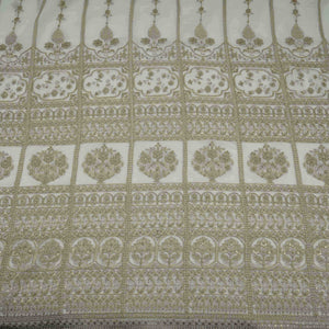 White Dyeable Heavy Zari Sequins Embroidery Georgette Fabric DR-32386 - TradeUNO