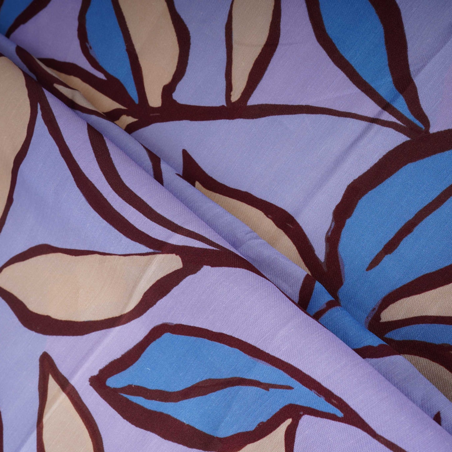 Light Lavender Floral Print Satin Linen Fabric MT-30983