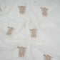 White Dyeable Cutdana Owl Embroidery Georgette Fabric GTS-32030
