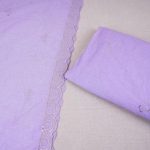 Lavender Embroidery Chanderi Dupatta DC-30336 - TradeUNO