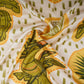 Cream Abstract Print Satin Linen Fabric MT-30989