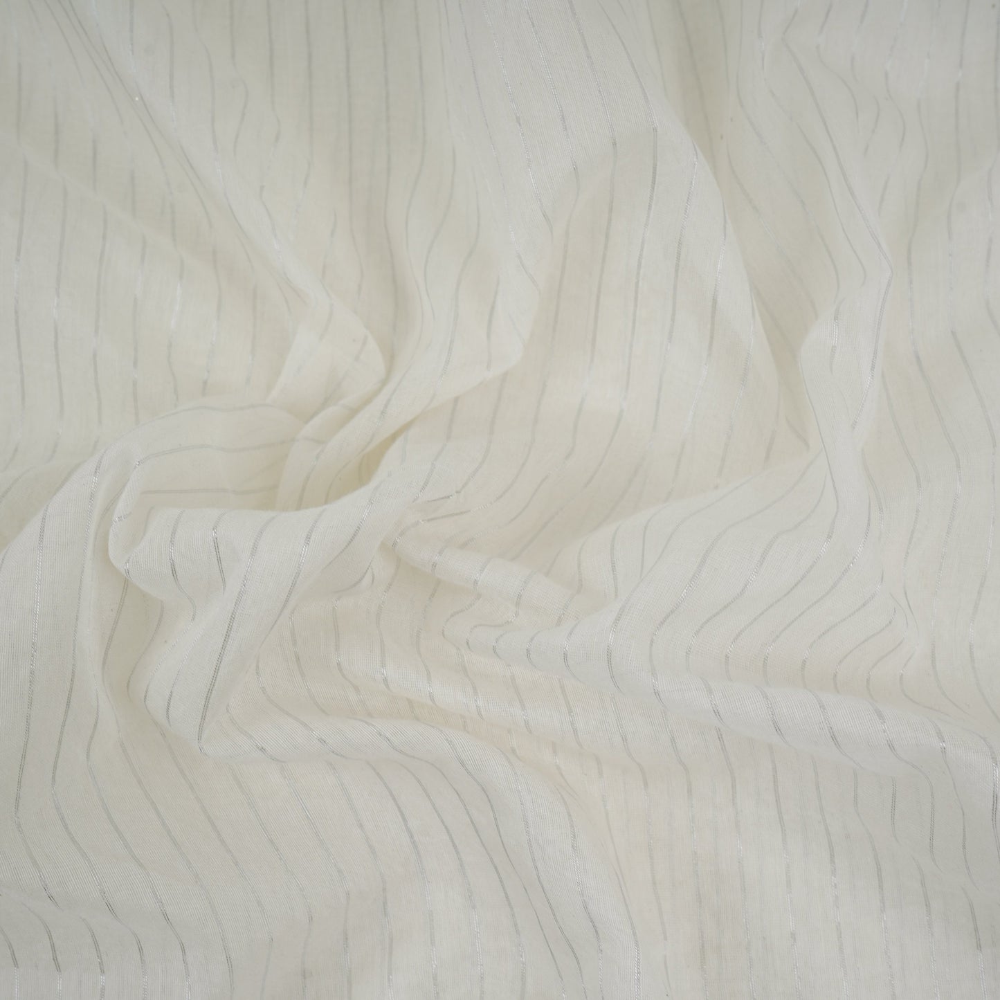 Off White with Silver Stripes Dyeable Tissue Fabric ACV-32244