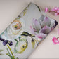 Light Silver Grey Floral Print Satin Linen Fabric MT-30984