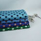 Sky Blue & Red Polka Dot Twill Satin Fabric VP-32436