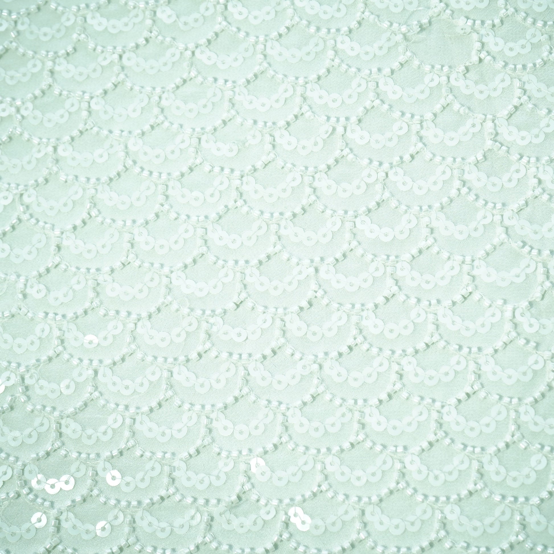White Sequins Cut Dana Dyeable Georgette Fabric