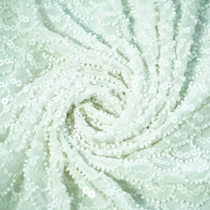 White Sequins Cut Dana Dyeable Georgette Fabric