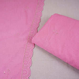 Pink Embroidery Chanderi Dupatta DC-30342 - TradeUNO