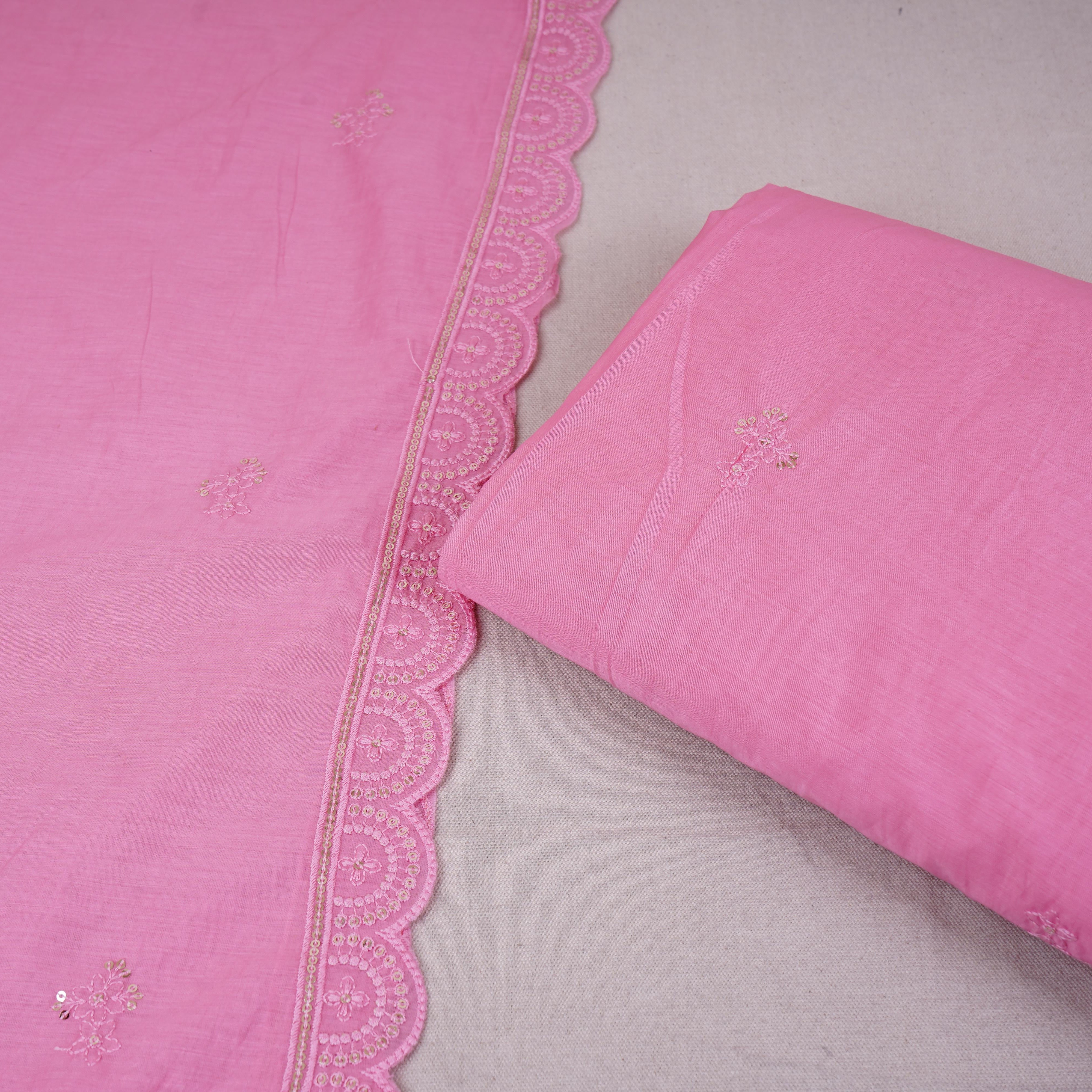 Pink Embroidery Chanderi Dupatta DC-30342 - TradeUNO