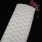 Off White Dyeable Chevron embroidery Mul Chanderi Fabric VF-32048