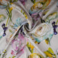 Light Silver Grey Floral Print Satin Linen Fabric MT-30984