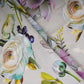 Light Silver Grey Floral Print Satin Linen Fabric MT-30984