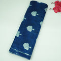 Royal Blue Floral Print Bangalori Silk Fabric