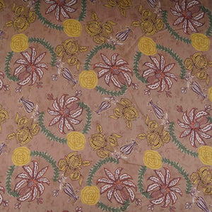 Brown Floral Print Satin Linen Fabric MT-30991 - TradeUNO