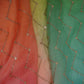Mint Green with Purple 4D Chevron embroidery Mul Chanderi Fabric VF-32051