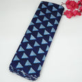 Navy Blue Geometric Triangle Print Bangalori Silk Fabric