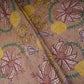 Brown Floral Print Satin Linen Fabric MT-30991