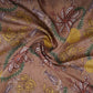 Brown Floral Print Satin Linen Fabric MT-30991